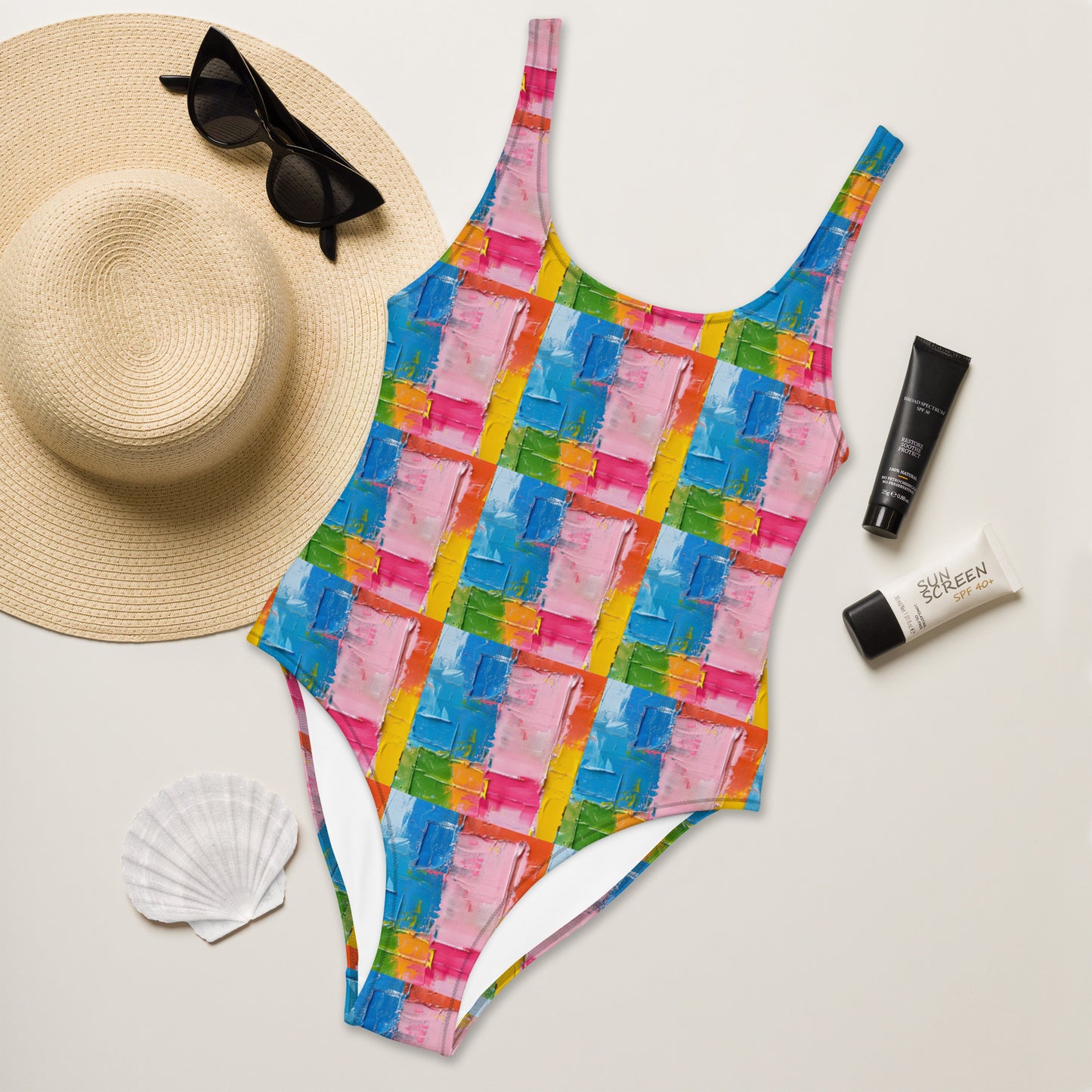 Abstract One-Piece Swimsuit