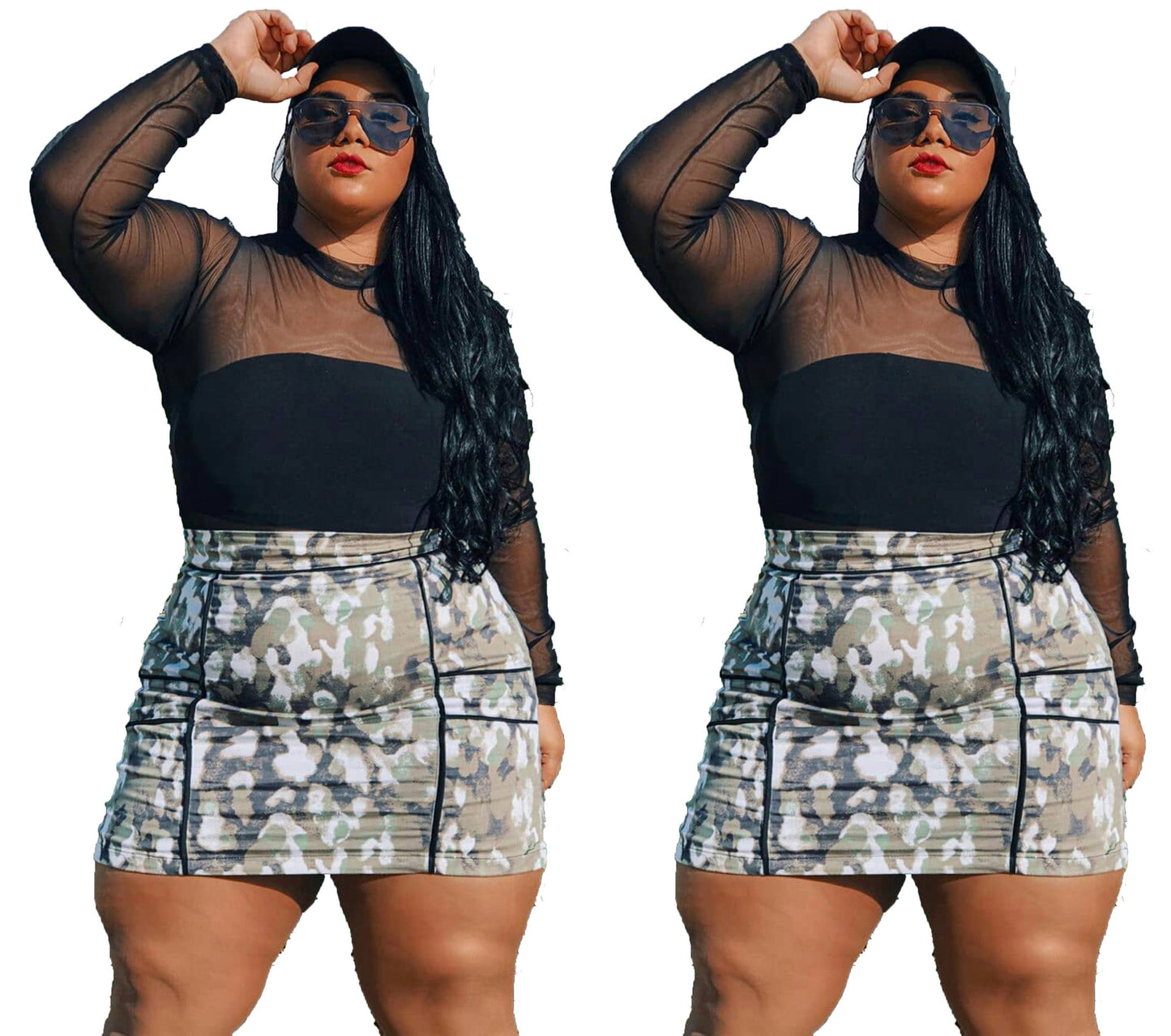 Printed Stitching Plus Size Fat Woman Skirt