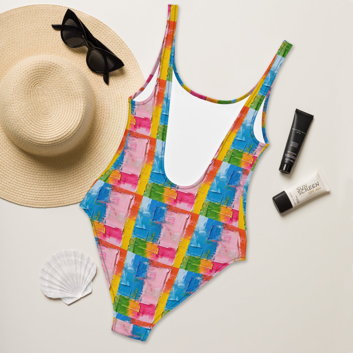 Abstract One-Piece Swimsuit