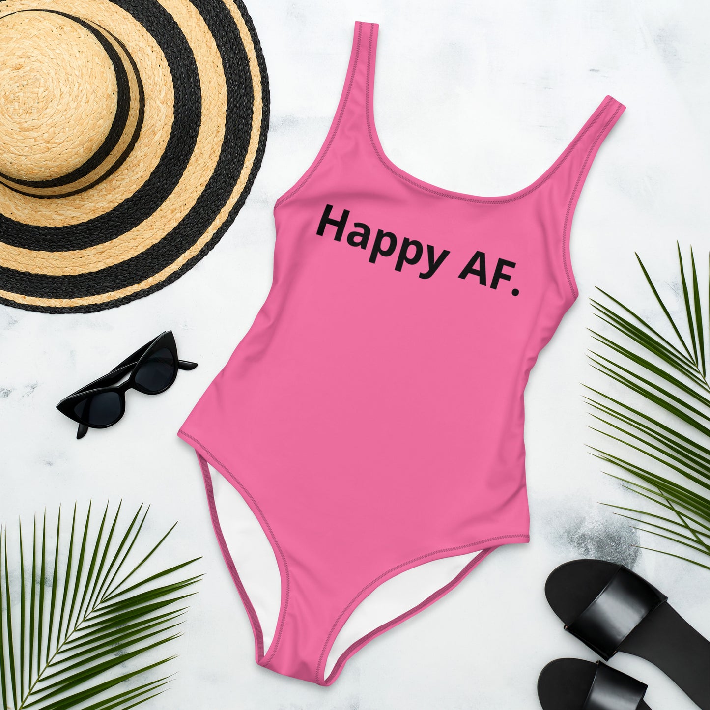Happy AF Pink Swimsuit