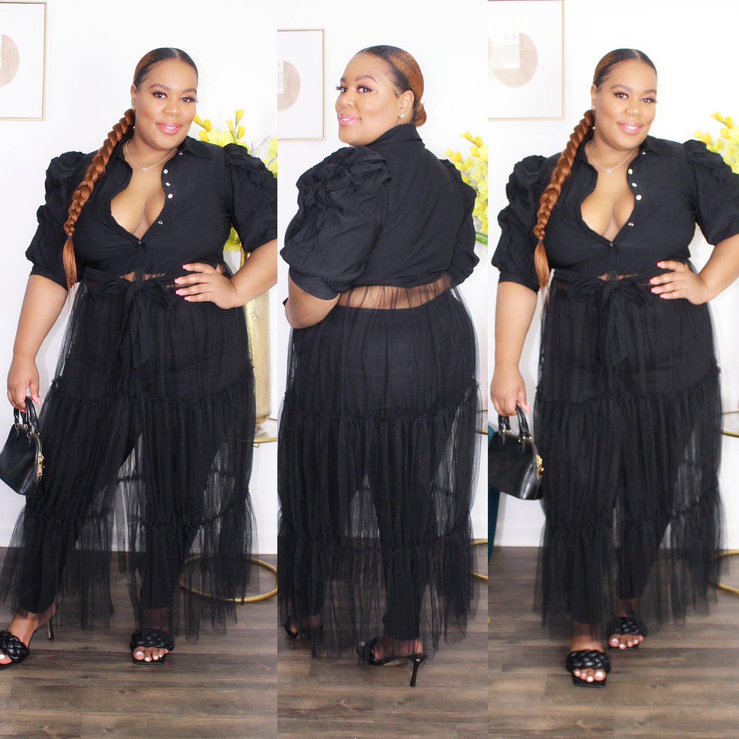Tiffany Maxi Blouse (Black)